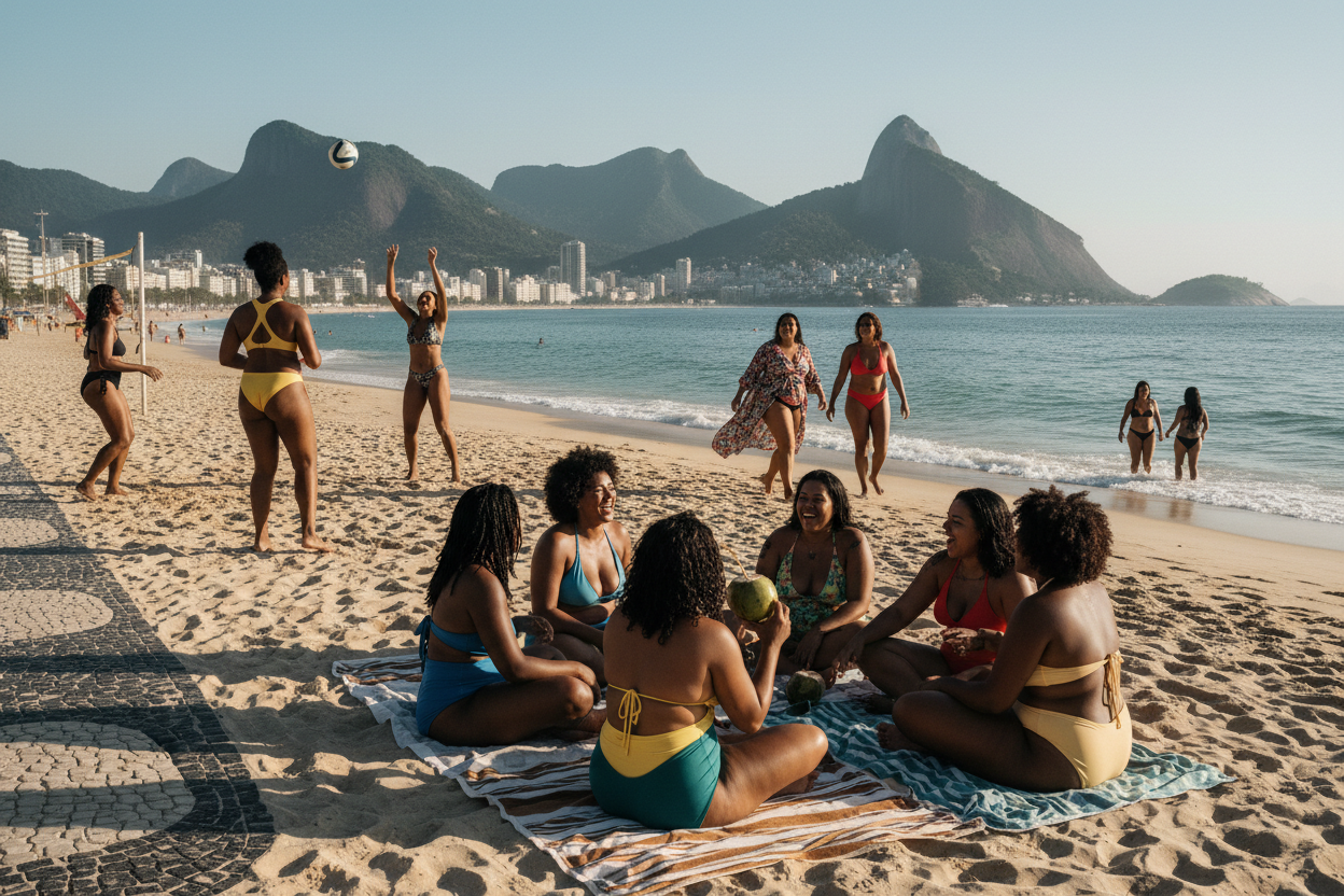 Black Women Enjoying Rio Beach