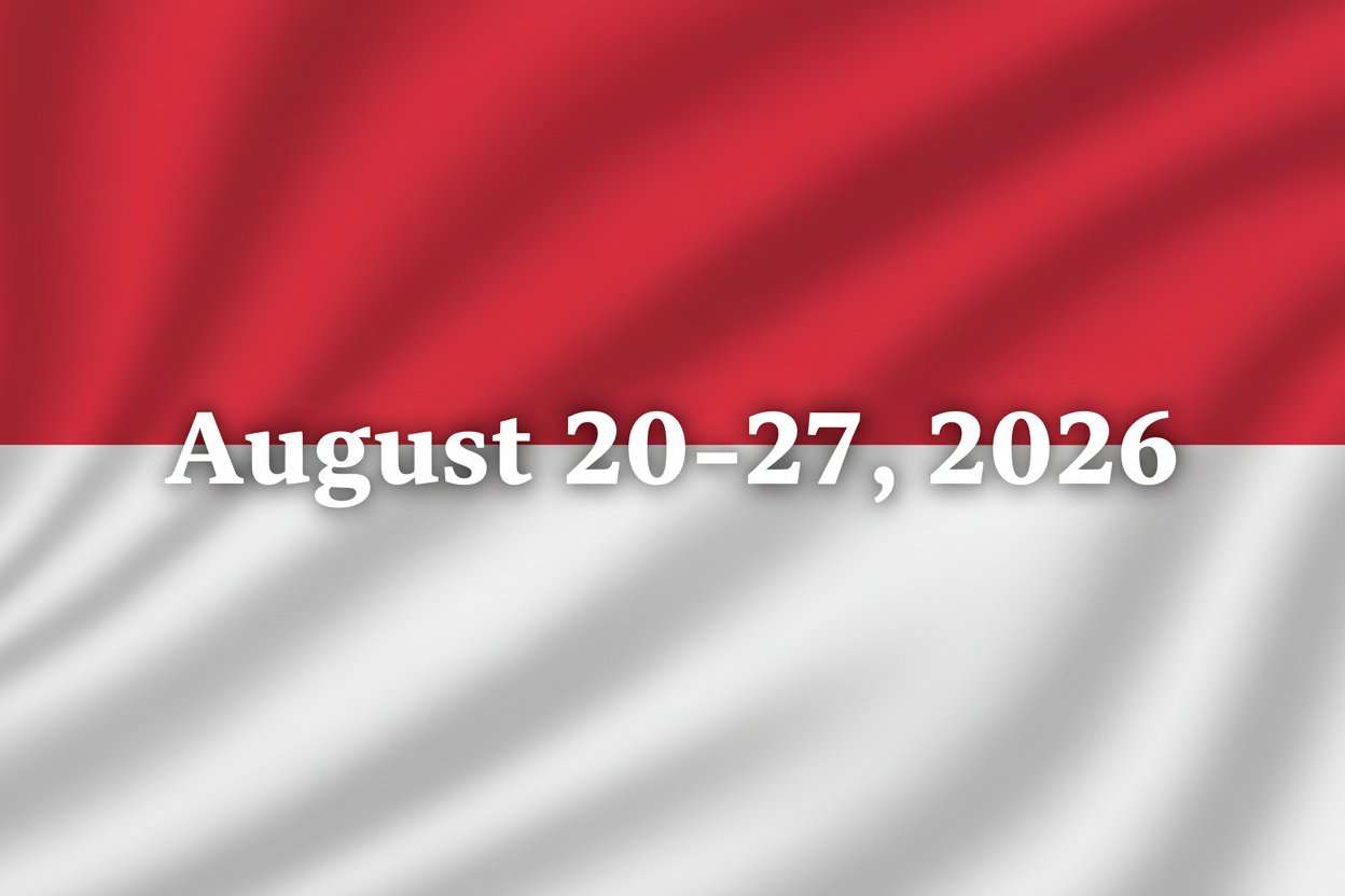 Indonesian flag with August 20-27, 2026