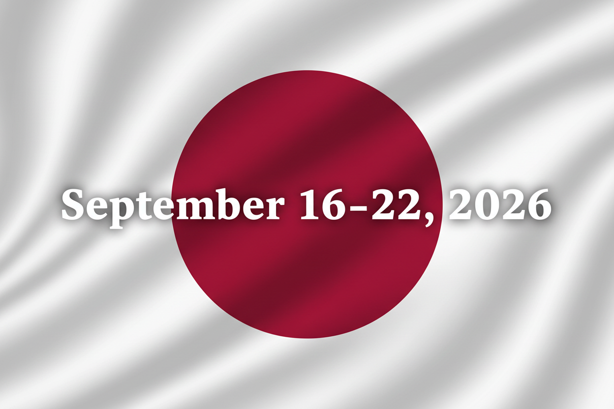 Japan flag with September 16-22, 2026 dates