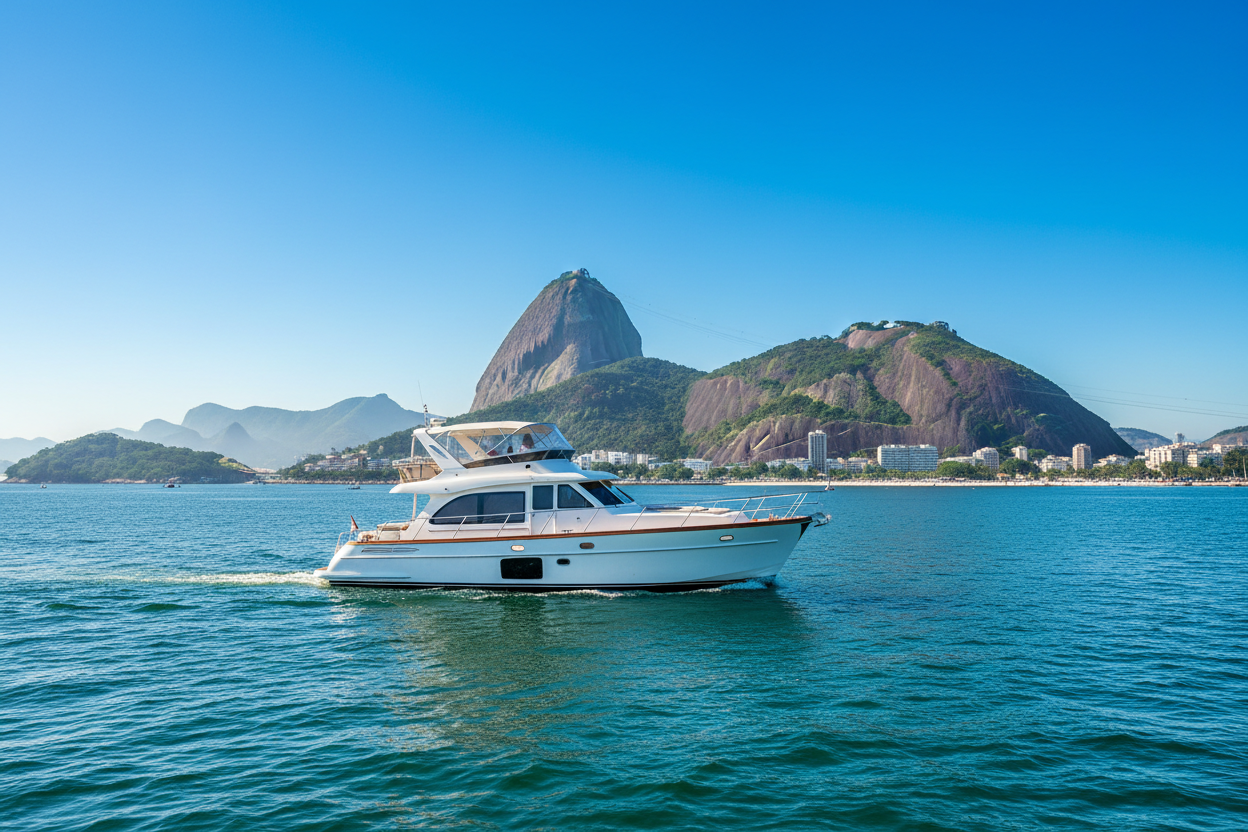 Rio de Janeiro boat with Sugarloaf Mountain